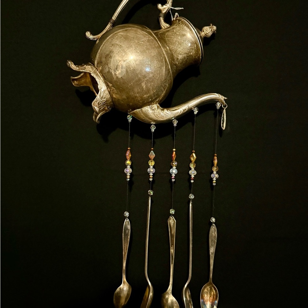 Vintage Silver Teapot Wind Chime